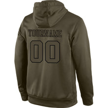 Load image into Gallery viewer, Custom Stitched Olive Olive-Black Sports Pullover Sweatshirt Salute To Service Hoodie