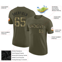 Load image into Gallery viewer, Custom Olive Camo-Black Performance Salute To Service T-Shirt