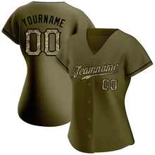 Load image into Gallery viewer, Custom Olive Camo-Black Authentic Salute To Service Baseball Jersey