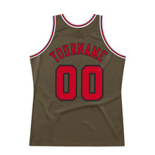 Load image into Gallery viewer, Custom Olive Red-Black Authentic Throwback Salute To Service Basketball Jersey