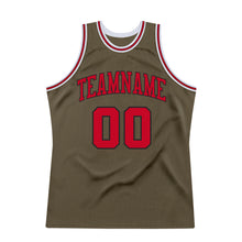 Load image into Gallery viewer, Custom Olive Red-Black Authentic Throwback Salute To Service Basketball Jersey