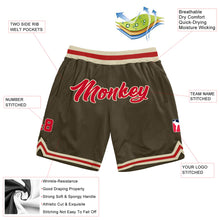 Load image into Gallery viewer, Custom Olive Red-Cream Authentic Throwback Salute To Service Basketball Shorts