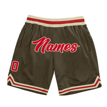 Load image into Gallery viewer, Custom Olive Red-Cream Authentic Throwback Salute To Service Basketball Shorts