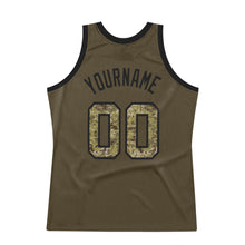 Load image into Gallery viewer, Custom Olive Camo-Black Authentic Throwback Salute To Service Basketball Jersey