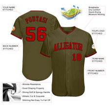 Load image into Gallery viewer, Custom Olive Red-Black Authentic Salute To Service Baseball Jersey