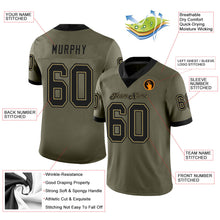 Load image into Gallery viewer, Custom Olive Black-Old Gold Mesh Salute To Service Football Jersey