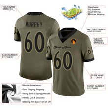 Load image into Gallery viewer, Custom Olive Black-Old Gold Mesh Salute To Service Football Jersey