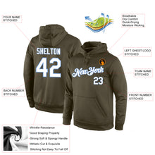 Load image into Gallery viewer, Custom Stitched Olive White-Light Blue Sports Pullover Sweatshirt Salute To Service Hoodie