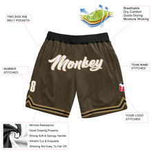 Load image into Gallery viewer, Custom Olive White-Old Gold Authentic Throwback Salute To Service Basketball Shorts