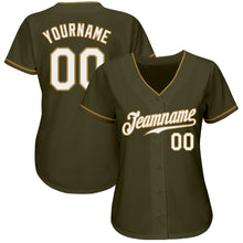 Load image into Gallery viewer, Custom Olive White-Old Gold Authentic Salute To Service Baseball Jersey
