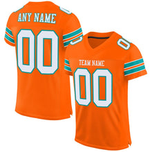 Load image into Gallery viewer, Custom Orange White-Aqua Mesh Authentic Football Jersey - Fcustom