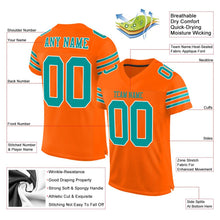 Load image into Gallery viewer, Custom Orange Aqua-White Mesh Authentic Football Jersey - Fcustom
