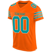 Load image into Gallery viewer, Custom Orange Aqua-White Mesh Authentic Football Jersey - Fcustom