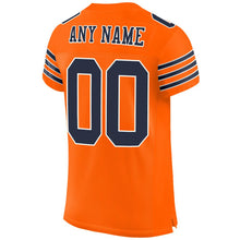 Load image into Gallery viewer, Custom Orange Navy-White Mesh Authentic Football Jersey - Fcustom