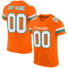 Load image into Gallery viewer, Custom Orange White-Aqua Mesh Authentic Football Jersey