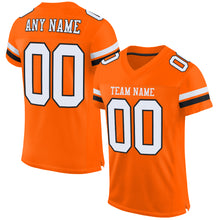 Load image into Gallery viewer, Custom Orange White-Black Mesh Authentic Football Jersey