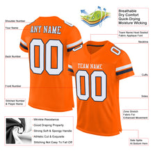 Load image into Gallery viewer, Custom Orange White-Navy Mesh Authentic Football Jersey