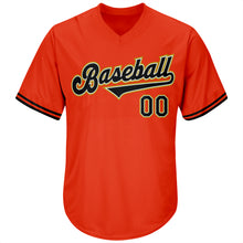 Load image into Gallery viewer, Custom Orange Black-Old Gold Authentic Throwback Rib-Knit Baseball Jersey Shirt