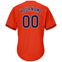 Load image into Gallery viewer, Custom Orange Navy-White Authentic Throwback Rib-Knit Baseball Jersey Shirt