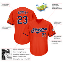 Load image into Gallery viewer, Custom Orange Navy-White Authentic Throwback Rib-Knit Baseball Jersey Shirt