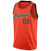 Load image into Gallery viewer, Custom Orange Black-Cream Round Neck Rib-Knit Basketball Jersey