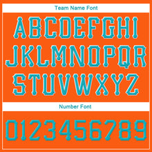 Load image into Gallery viewer, Custom Orange Aqua-White Stitched Adjustable Snapback Hat