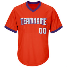 Load image into Gallery viewer, Custom Orange White-Purple Authentic Throwback Rib-Knit Baseball Jersey Shirt