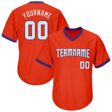 Load image into Gallery viewer, Custom Orange White-Purple Authentic Throwback Rib-Knit Baseball Jersey Shirt