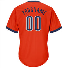 Load image into Gallery viewer, Custom Orange Navy-White Authentic Throwback Rib-Knit Baseball Jersey Shirt