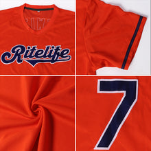 Load image into Gallery viewer, Custom Orange Navy-White Authentic Throwback Rib-Knit Baseball Jersey Shirt