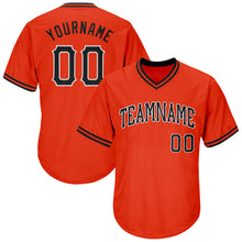 Load image into Gallery viewer, Custom Orange Black-White Authentic Throwback Rib-Knit Baseball Jersey Shirt