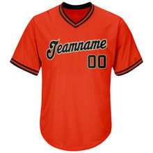 Load image into Gallery viewer, Custom Orange Black-Old Gold Authentic Throwback Rib-Knit Baseball Jersey Shirt