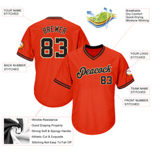 Load image into Gallery viewer, Custom Orange Black-Old Gold Authentic Throwback Rib-Knit Baseball Jersey Shirt