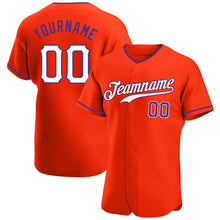 Load image into Gallery viewer, Custom Orange White-Purple Authentic Baseball Jersey