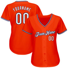 Load image into Gallery viewer, Custom Orange White-Navy Authentic Baseball Jersey