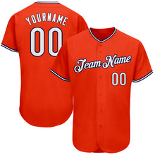 Load image into Gallery viewer, Custom Orange White-Navy Authentic Baseball Jersey