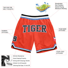 Load image into Gallery viewer, Custom Orange Black-Light Blue Authentic Throwback Basketball Shorts