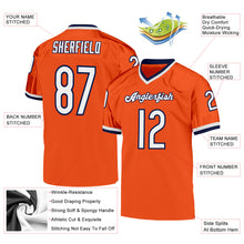 Load image into Gallery viewer, Custom Orange White-Navy Mesh Authentic Throwback Football Jersey