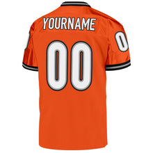 Load image into Gallery viewer, Custom Orange White-Black Mesh Authentic Throwback Football Jersey