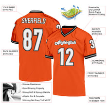 Load image into Gallery viewer, Custom Orange White-Black Mesh Authentic Throwback Football Jersey