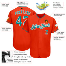 Load image into Gallery viewer, Custom Orange Teal-White Authentic Baseball Jersey