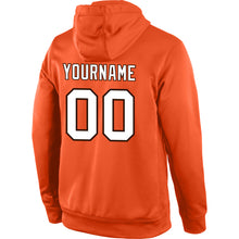 Load image into Gallery viewer, Custom Stitched Orange White-Brown Sports Pullover Sweatshirt Hoodie