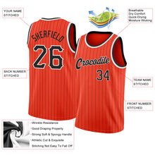 Load image into Gallery viewer, Custom Orange Black Pinstripe Black-White Authentic Basketball Jersey