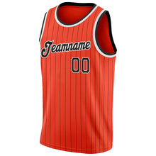 Load image into Gallery viewer, Custom Orange Black Pinstripe Black-White Authentic Basketball Jersey