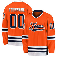 Load image into Gallery viewer, Custom Orange Navy-White Hockey Jersey