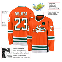 Load image into Gallery viewer, Custom Orange White-Green Hockey Jersey