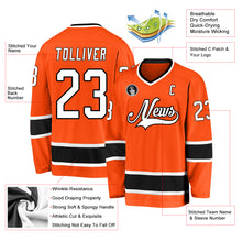 Load image into Gallery viewer, Custom Orange White-Black Hockey Jersey