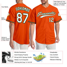 Load image into Gallery viewer, Custom Orange White-Green Authentic Baseball Jersey
