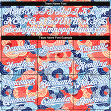 Load image into Gallery viewer, Custom Orange White-Light Blue 3D Pattern Design Flowers Authentic Baseball Jersey