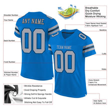 Load image into Gallery viewer, Custom Panther Blue Light Gray-Black Mesh Authentic Football Jersey